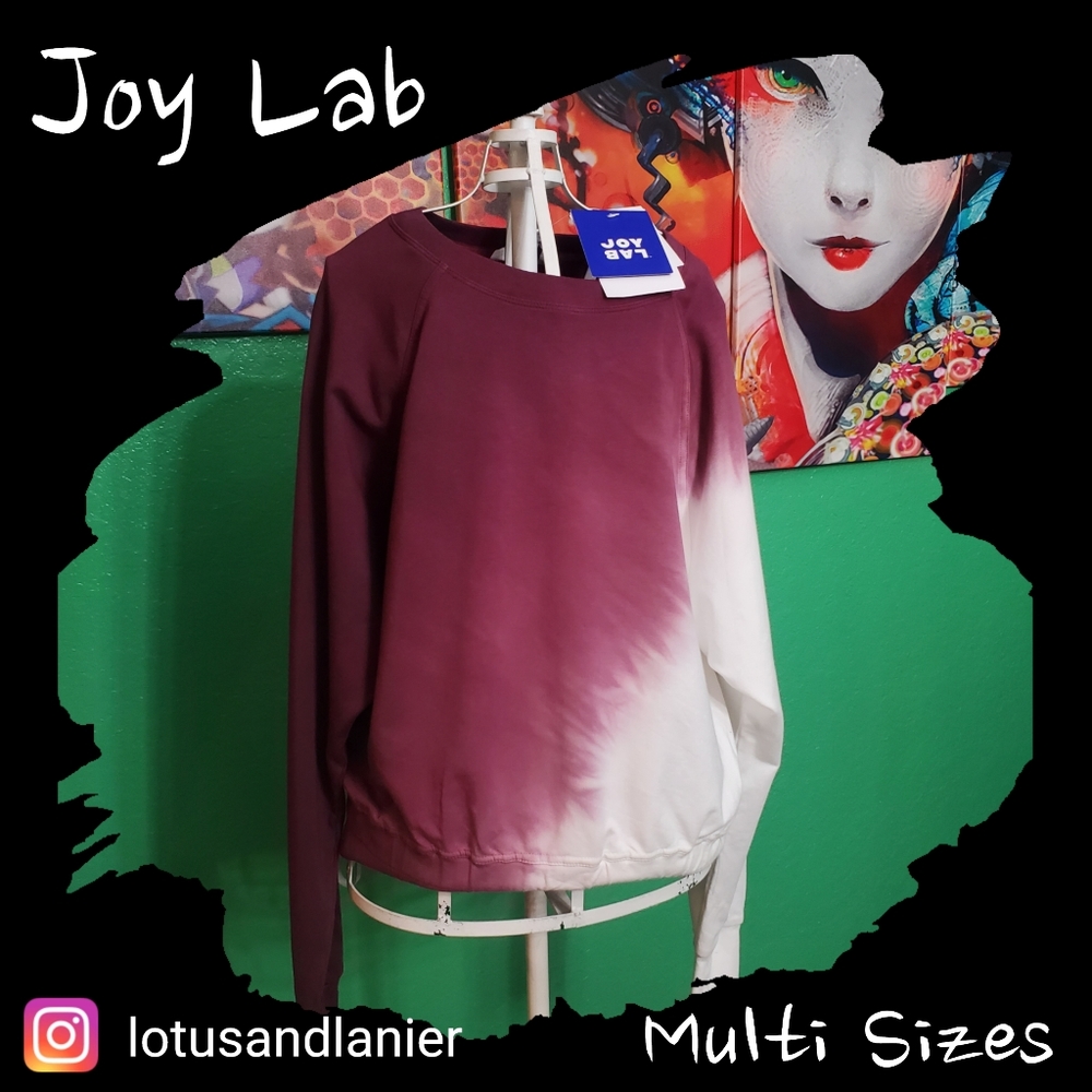Joy Lab Burgundy/ White  Cropped Fit Sweatshirt Sz XS